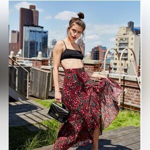 Kooples Red Floral Maxi Skirt